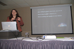 Pamela Gay gives a talk